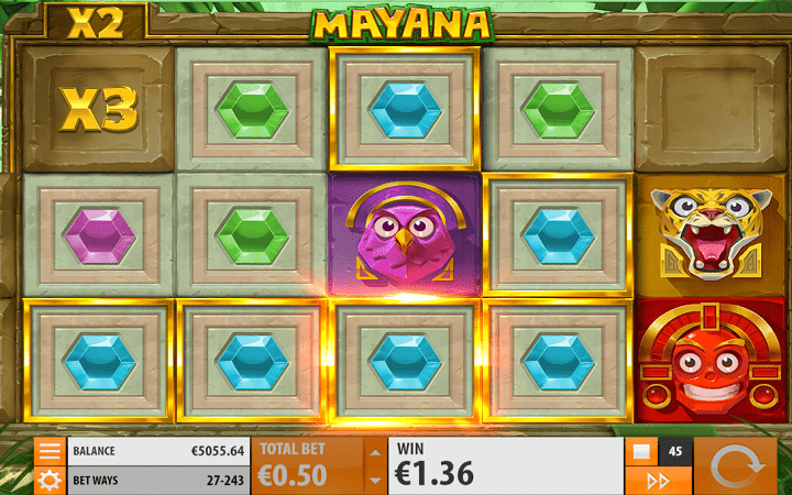 Cascading reels of the Mayan slot, provided by Quickspin