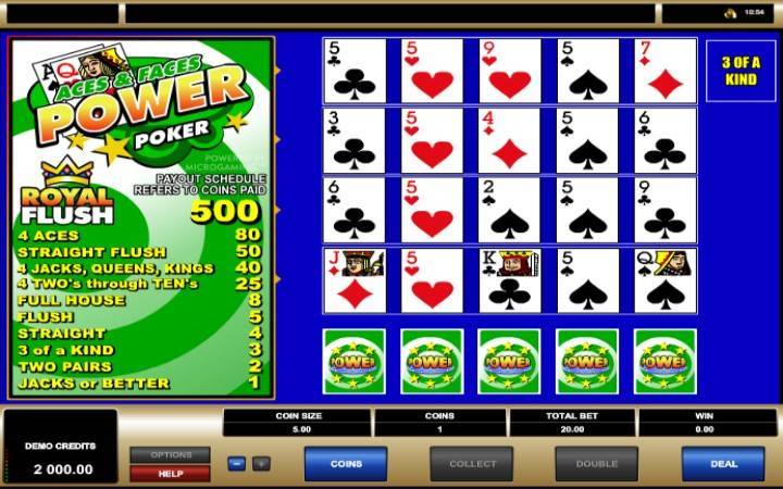 Aces and Faces Power Poker, Microgaming